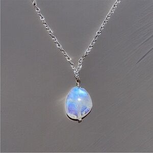 Hand Made Rainbow Moonstone Charm Necklace